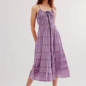 ISO free people going steady midi dress in blush combo